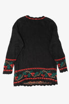 Vintage Black Nutcracker Wreaths Ugly Christmas Pullover (1980s)