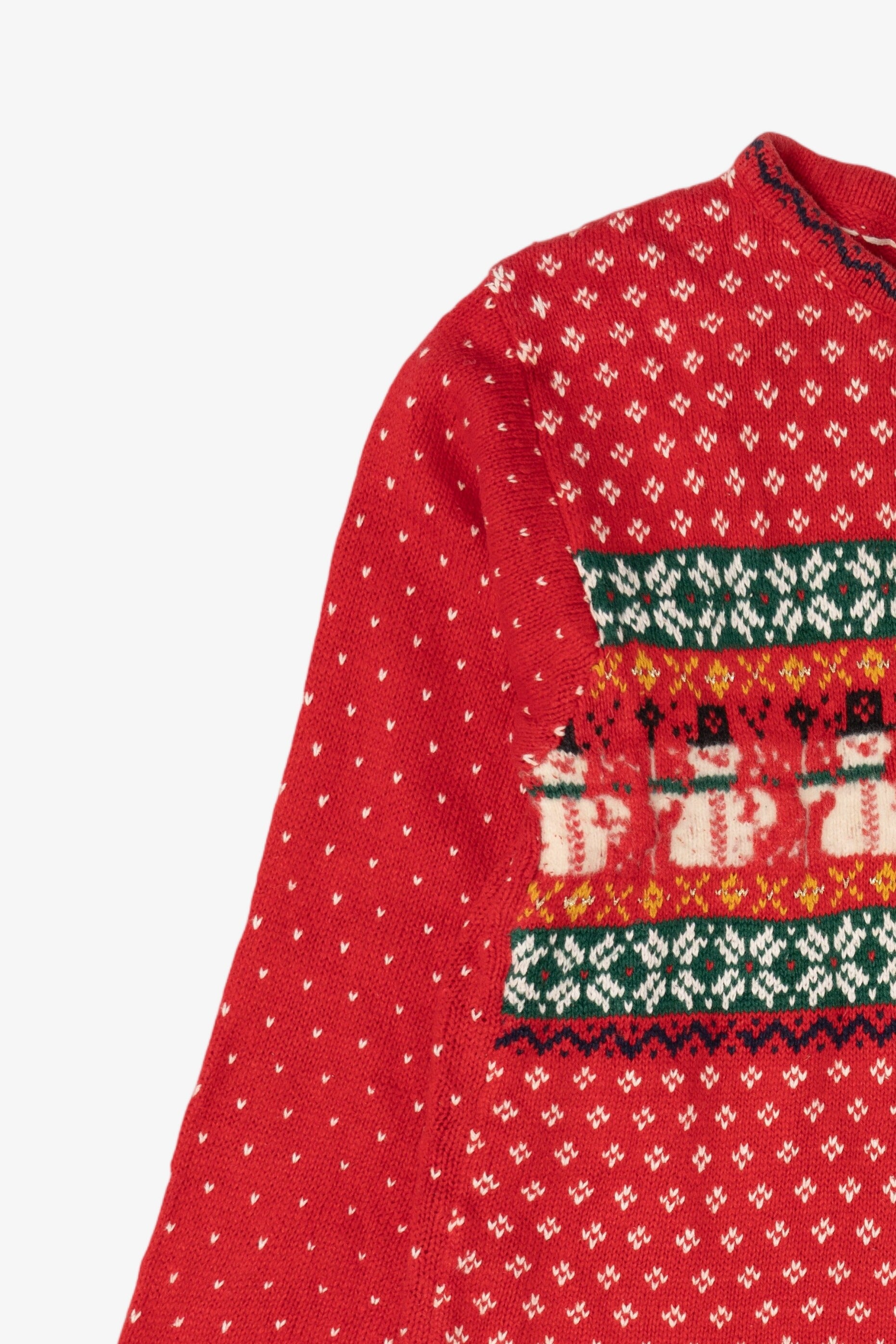Vintage Red Erika Snowmen Ugly Christmas Pullover (1990s)