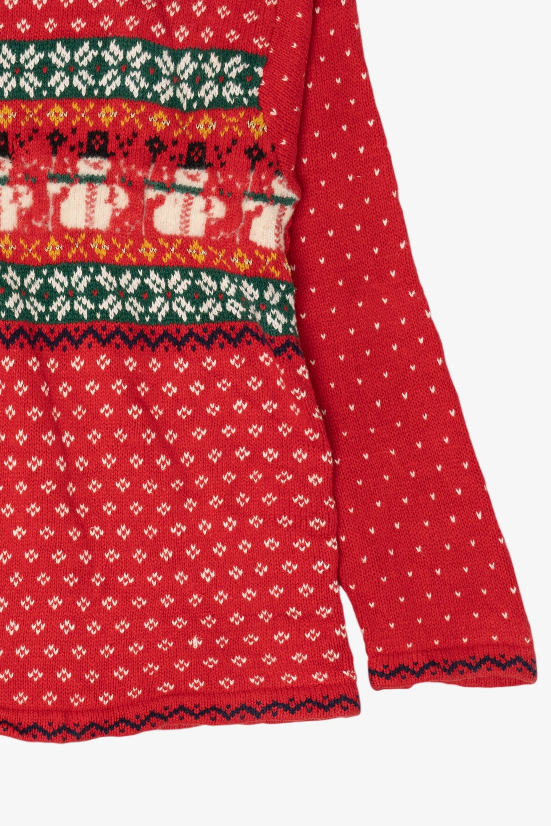 Vintage Red Erika Snowmen Ugly Christmas Pullover (1990s)