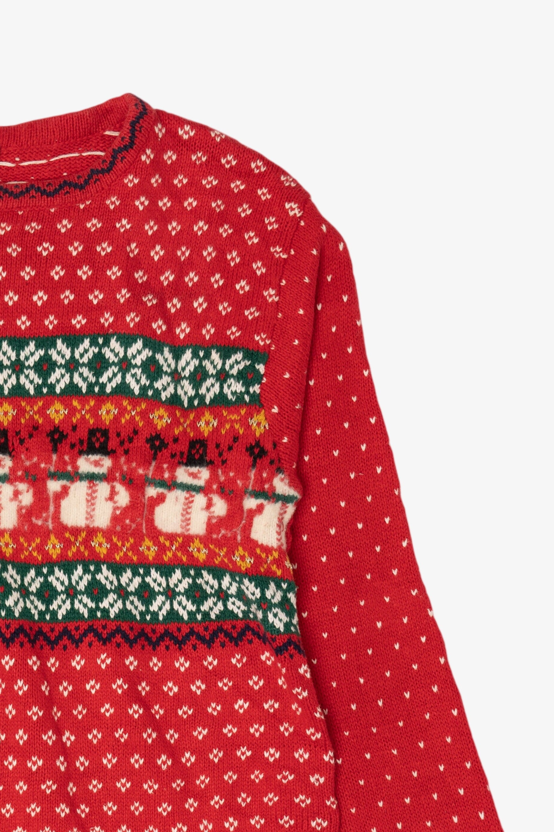 Vintage Red Erika Snowmen Ugly Christmas Pullover (1990s)