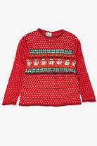 Vintage Red Erika Snowmen Ugly Christmas Pullover (1990s)
