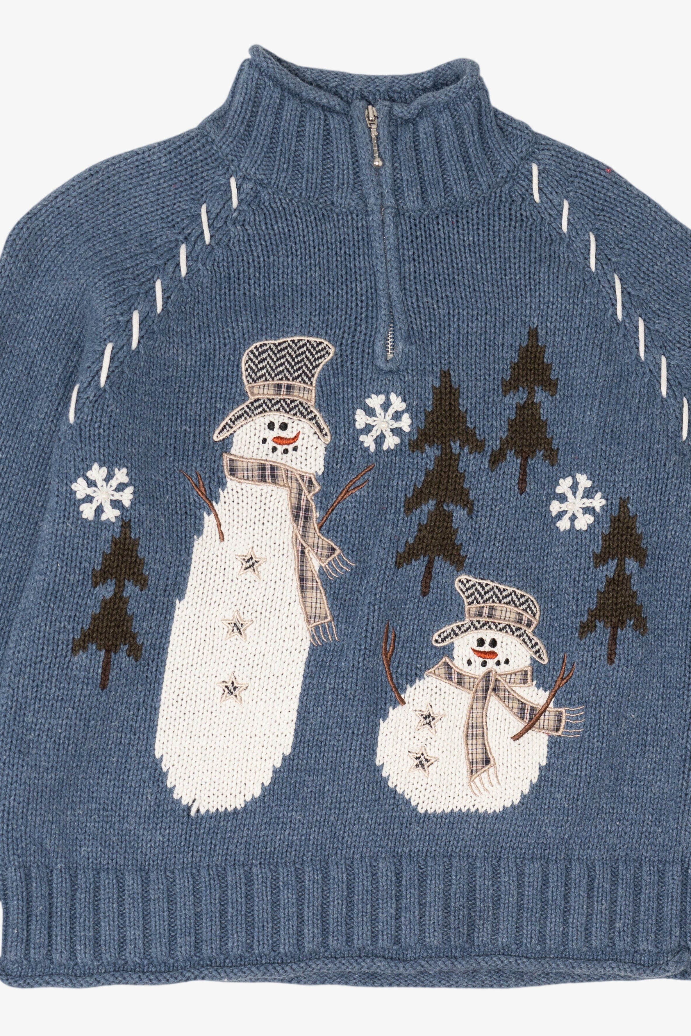 Vintage Blue Christopher & Banks Snowmen Ugly Christmas Pullover (2000s)