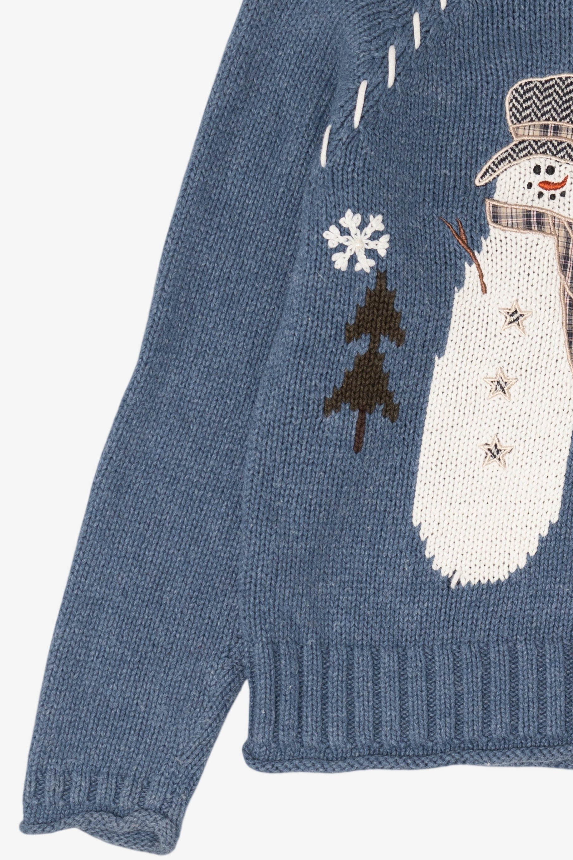 Vintage Blue Christopher & Banks Snowmen Ugly Christmas Pullover (2000s)