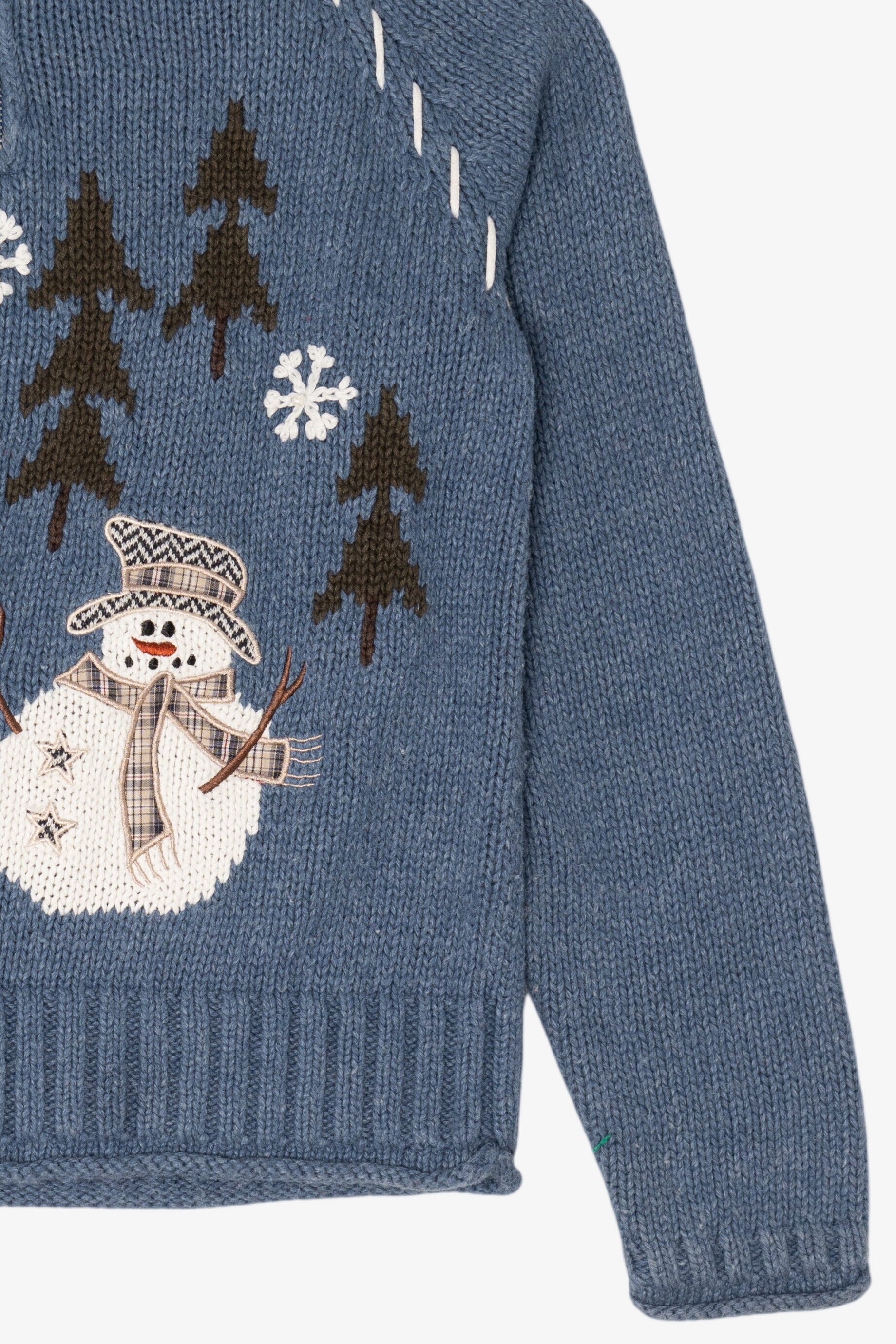 Vintage Blue Christopher & Banks Snowmen Ugly Christmas Pullover (2000s)