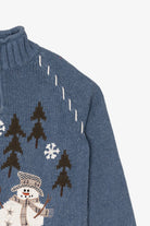 Vintage Blue Christopher & Banks Snowmen Ugly Christmas Pullover (2000s)