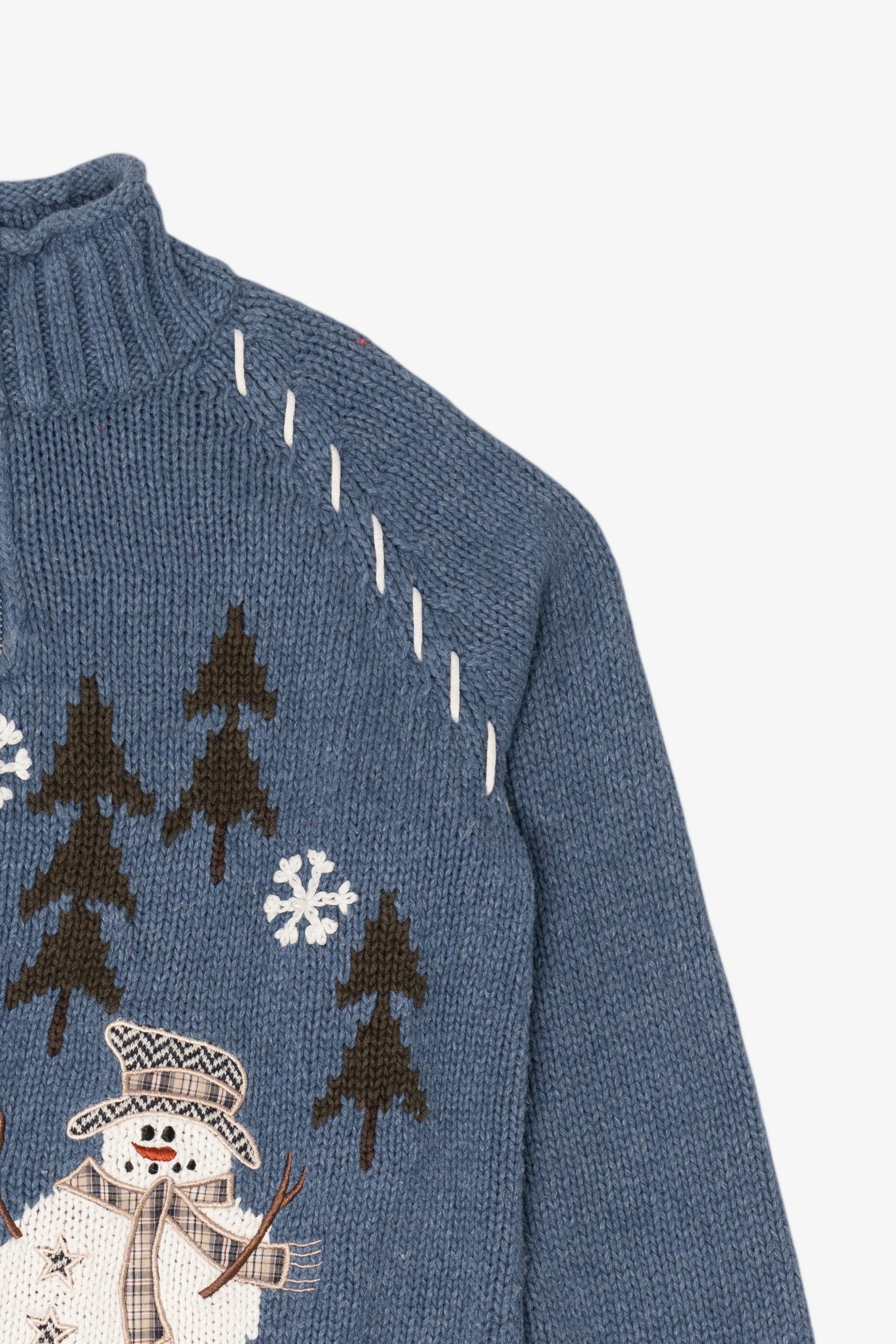 Vintage Blue Christopher & Banks Snowmen Ugly Christmas Pullover (2000s)