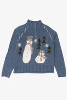 Vintage Blue Christopher & Banks Snowmen Ugly Christmas Pullover (2000s)