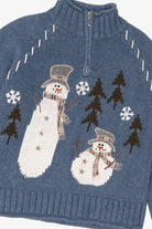 Vintage Blue Christopher & Banks Snowmen Ugly Christmas Pullover (2000s)