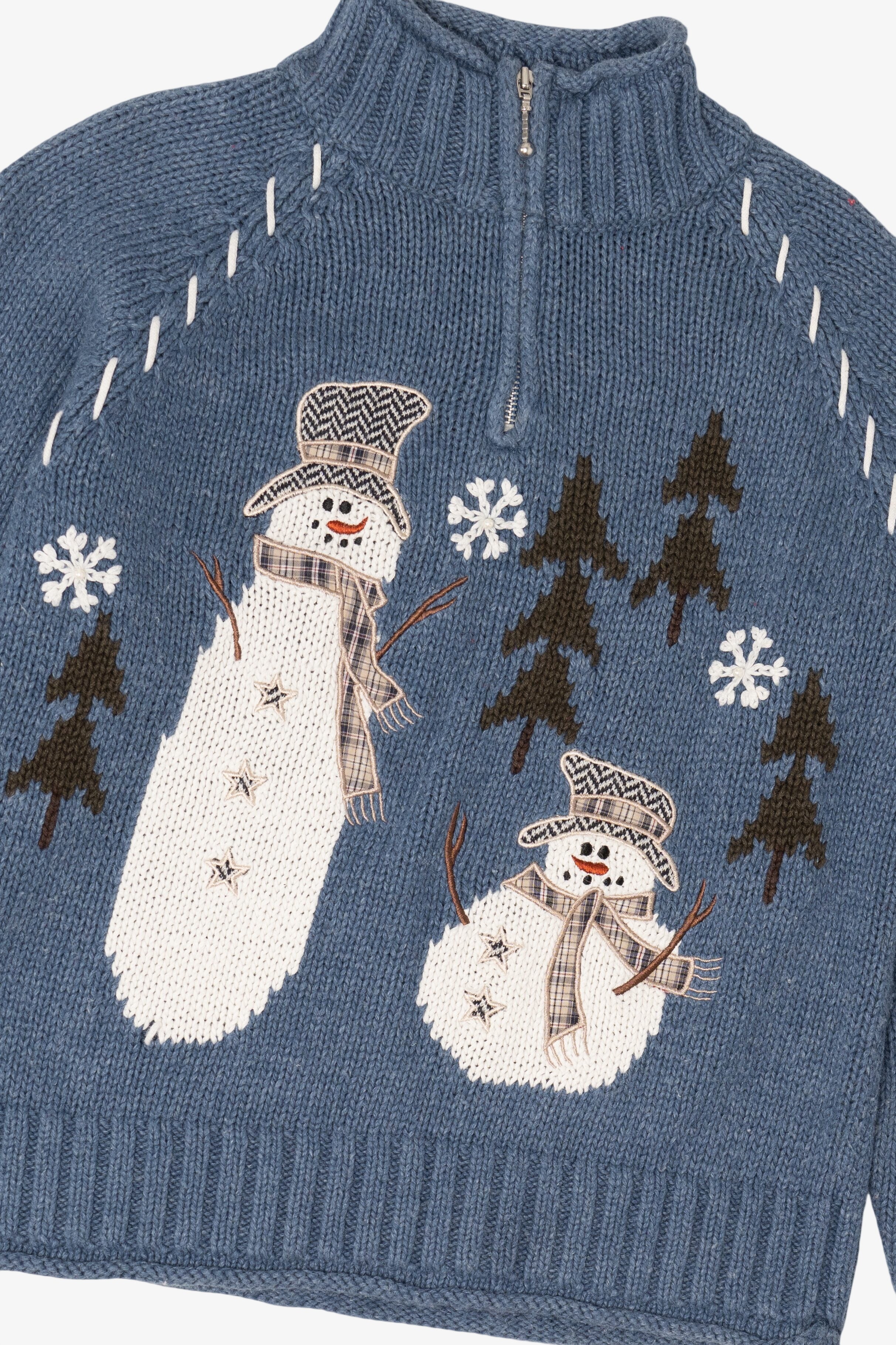 Vintage Blue Christopher & Banks Snowmen Ugly Christmas Pullover (2000s)