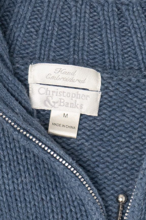 Vintage Blue Christopher & Banks Snowmen Ugly Christmas Pullover (2000s)
