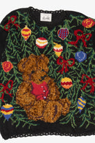 Vintage Black Jacque & Koko Teddy Bear Presents Ugly Christmas Pullover (1990s)