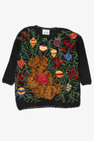 Vintage Black Jacque & Koko Teddy Bear Presents Ugly Christmas Pullover (1990s)