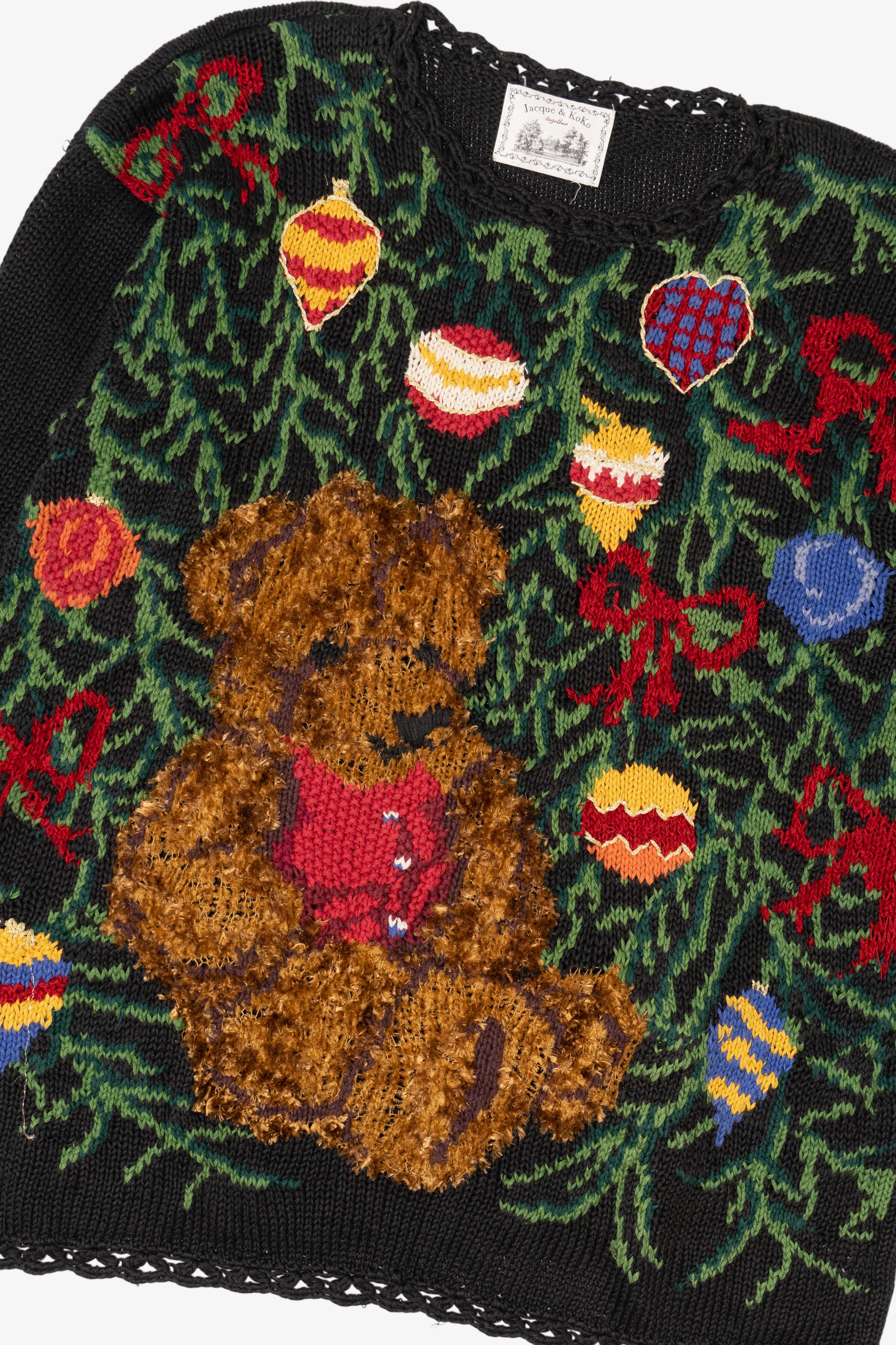 Vintage Black Jacque & Koko Teddy Bear Presents Ugly Christmas Pullover (1990s)