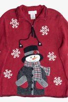 Vintage Snowman Quarter Zip Ugly Christmas Sweater (1990s)