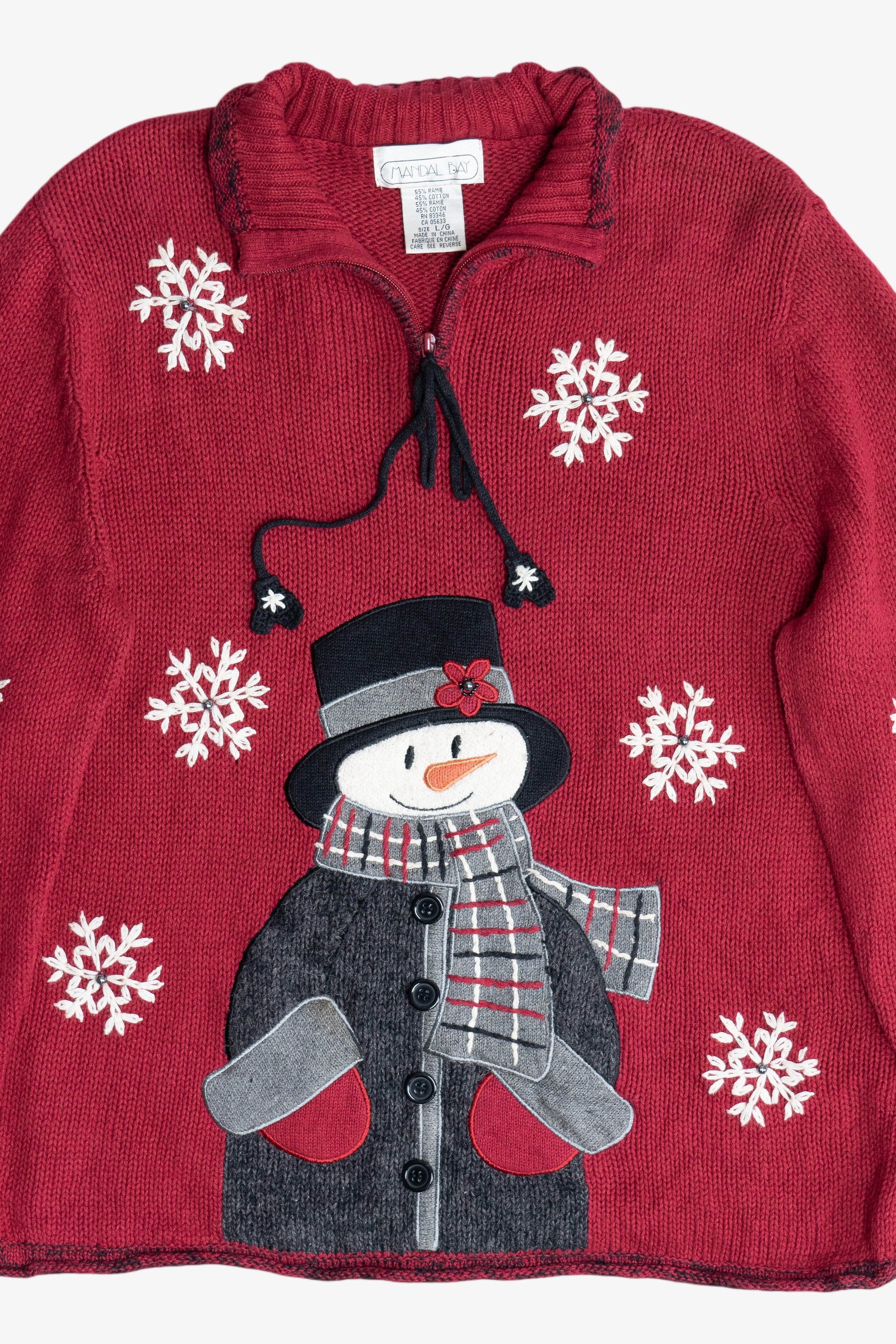 Vintage Snowman Quarter Zip Ugly Christmas Sweater (1990s)
