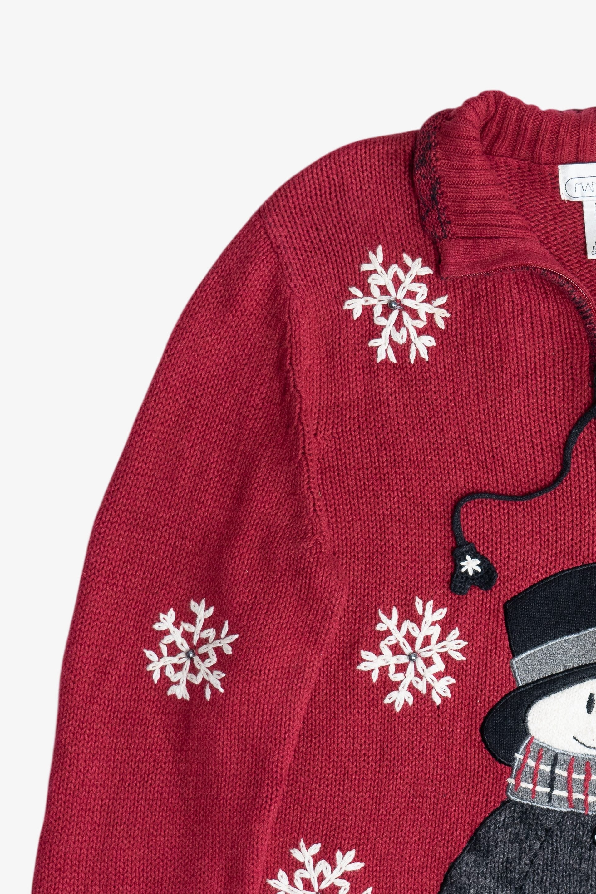 Vintage Snowman Quarter Zip Ugly Christmas Sweater (1990s)