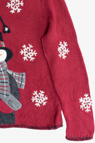 Vintage Snowman Quarter Zip Ugly Christmas Sweater (1990s)