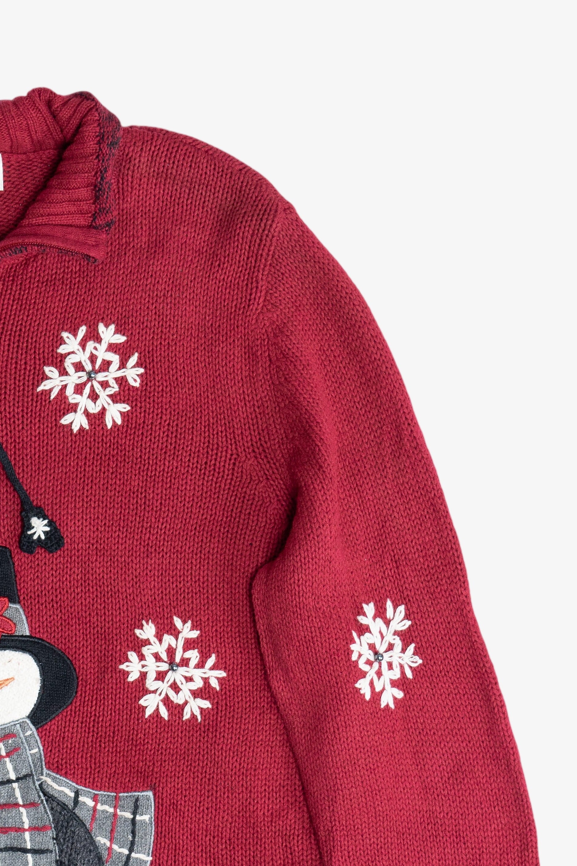 Vintage Snowman Quarter Zip Ugly Christmas Sweater (1990s)