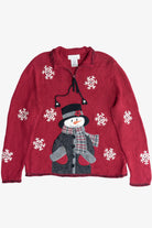 Vintage Snowman Quarter Zip Ugly Christmas Sweater (1990s)