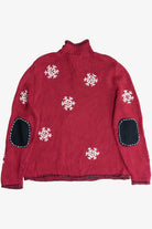 Vintage Snowman Quarter Zip Ugly Christmas Sweater (1990s)