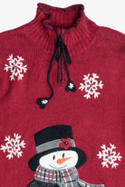 Vintage Snowman Quarter Zip Ugly Christmas Sweater (1990s)