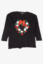 Vintage Black Gladys Bagley Wreath Ugly Christmas Pullover (1990s)