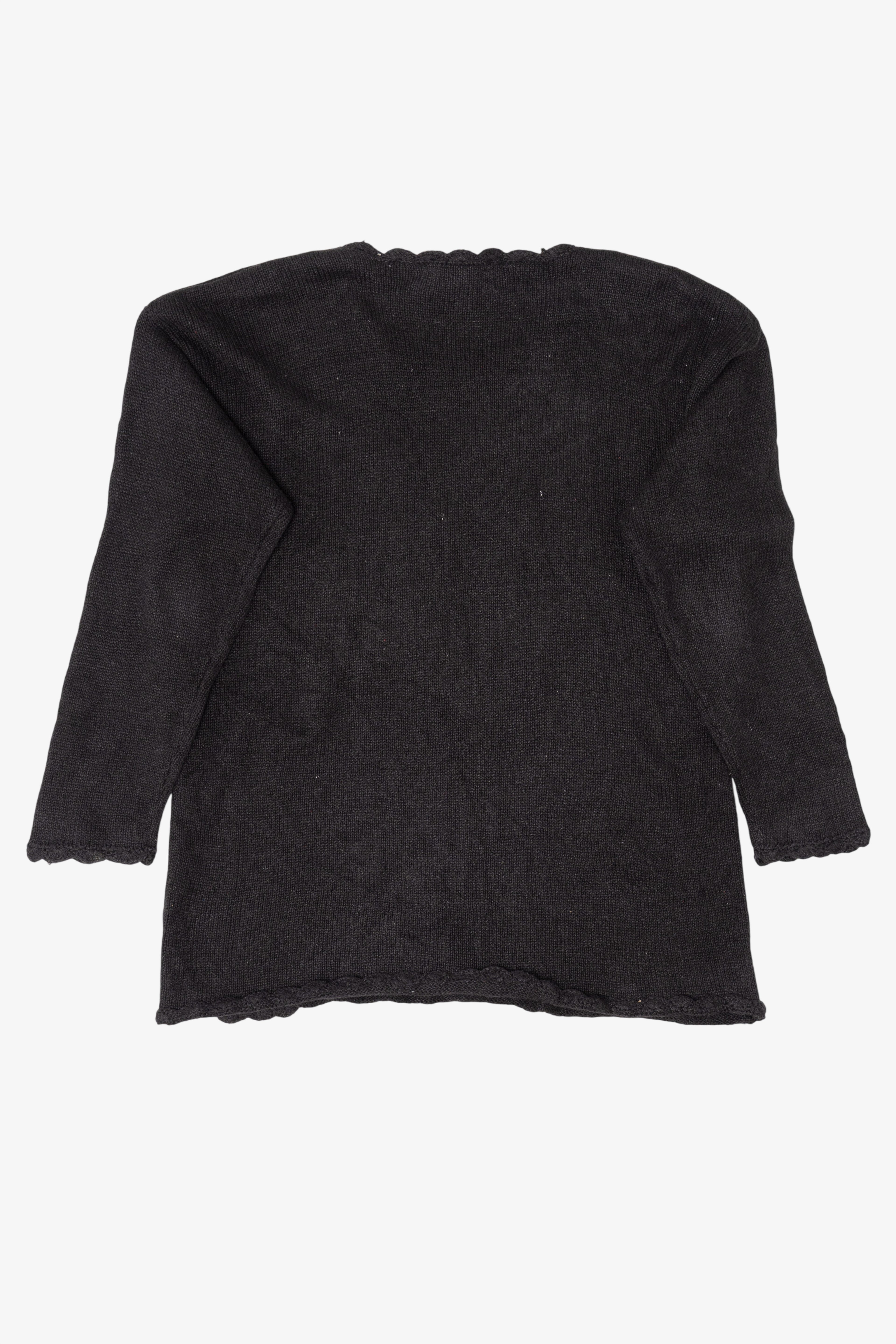 Vintage Black Gladys Bagley Wreath Ugly Christmas Pullover (1990s)