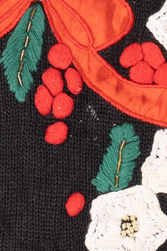 Vintage Black Gladys Bagley Wreath Ugly Christmas Pullover (1990s)