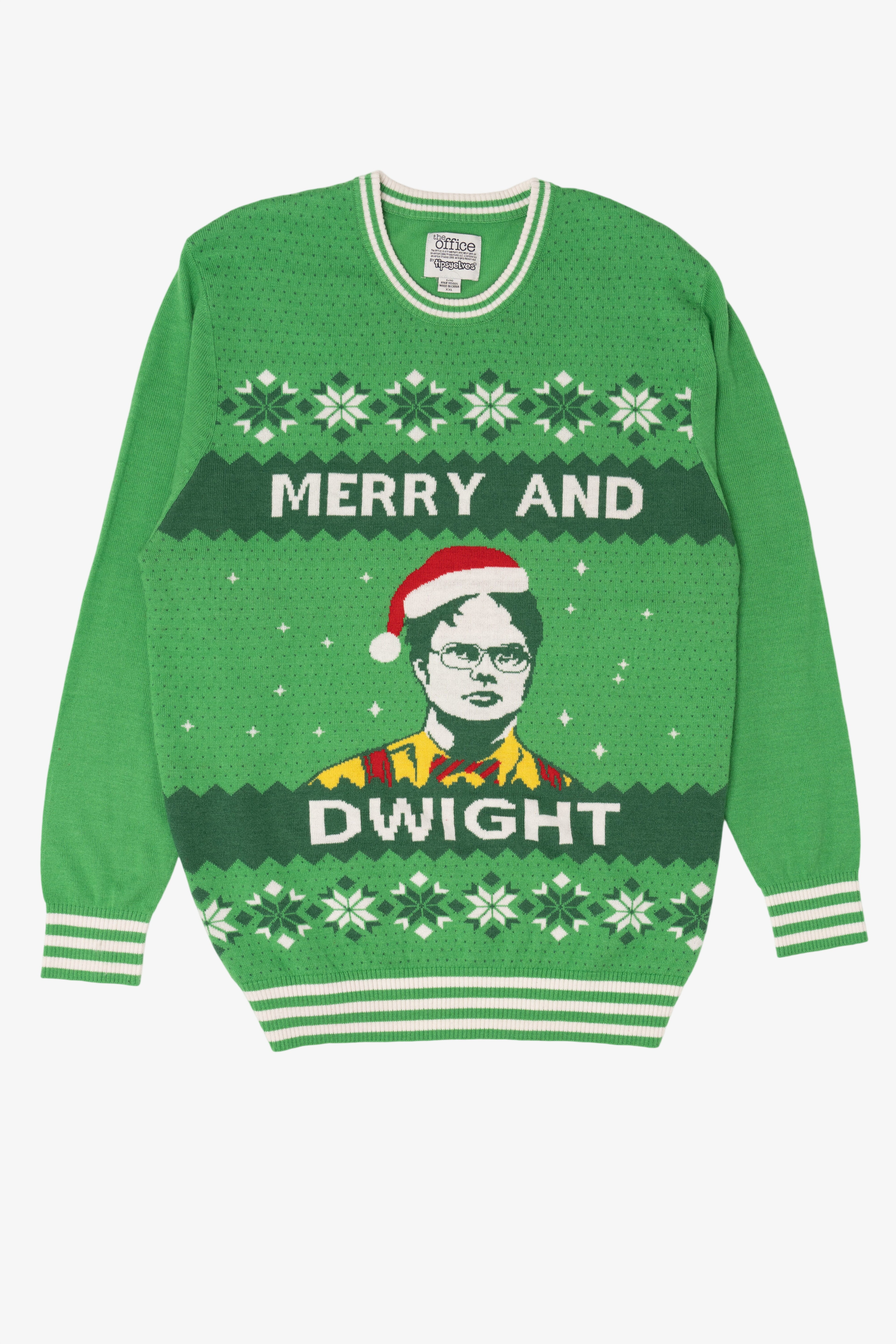 Green "Merry And Dwight" The Office Ugly Christmas Pullover (2010s)