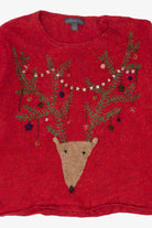 Vintage Red Northern Isles Reindeer Ugly Christmas Pullover (2000s)