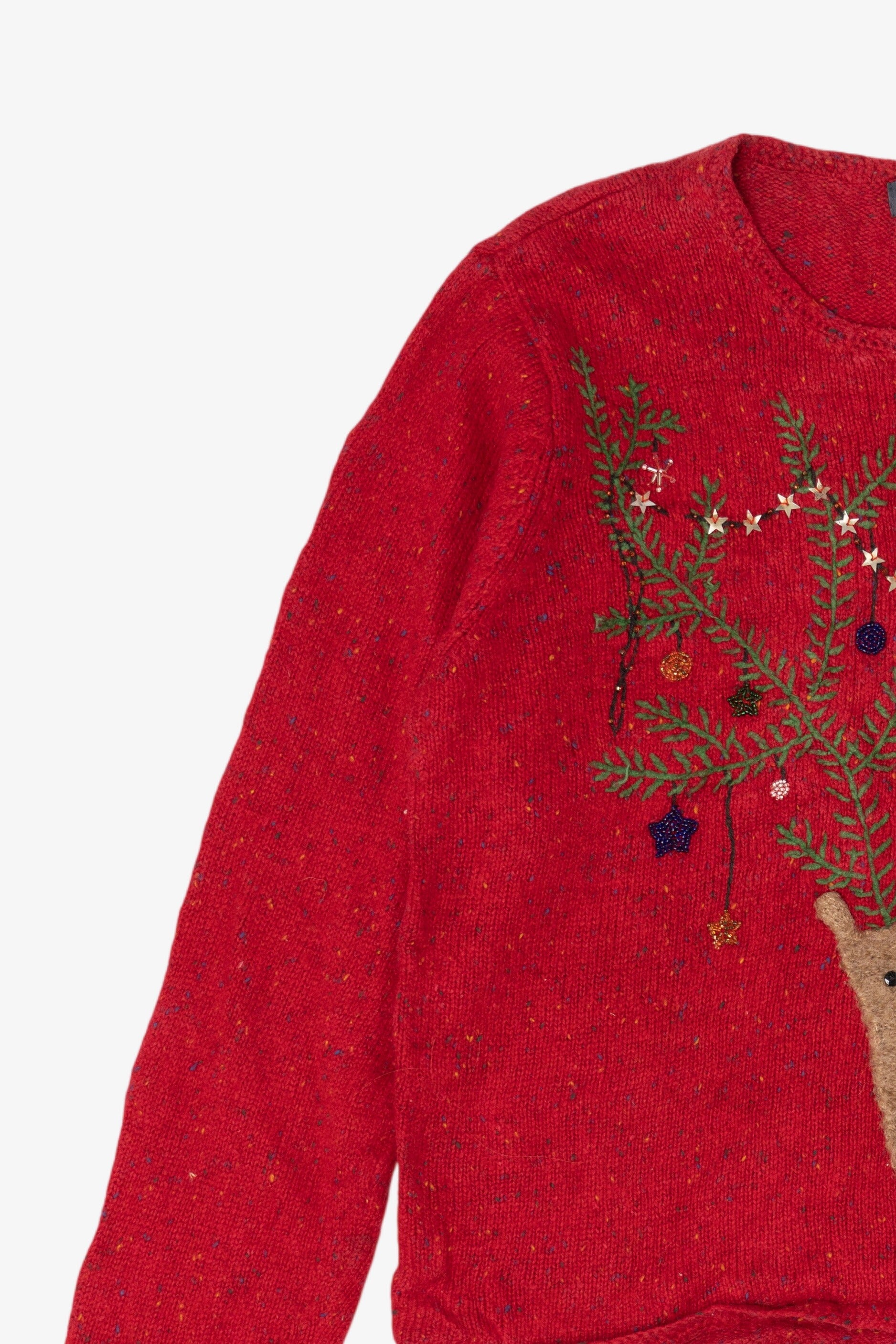 Vintage Red Northern Isles Reindeer Ugly Christmas Pullover (2000s)