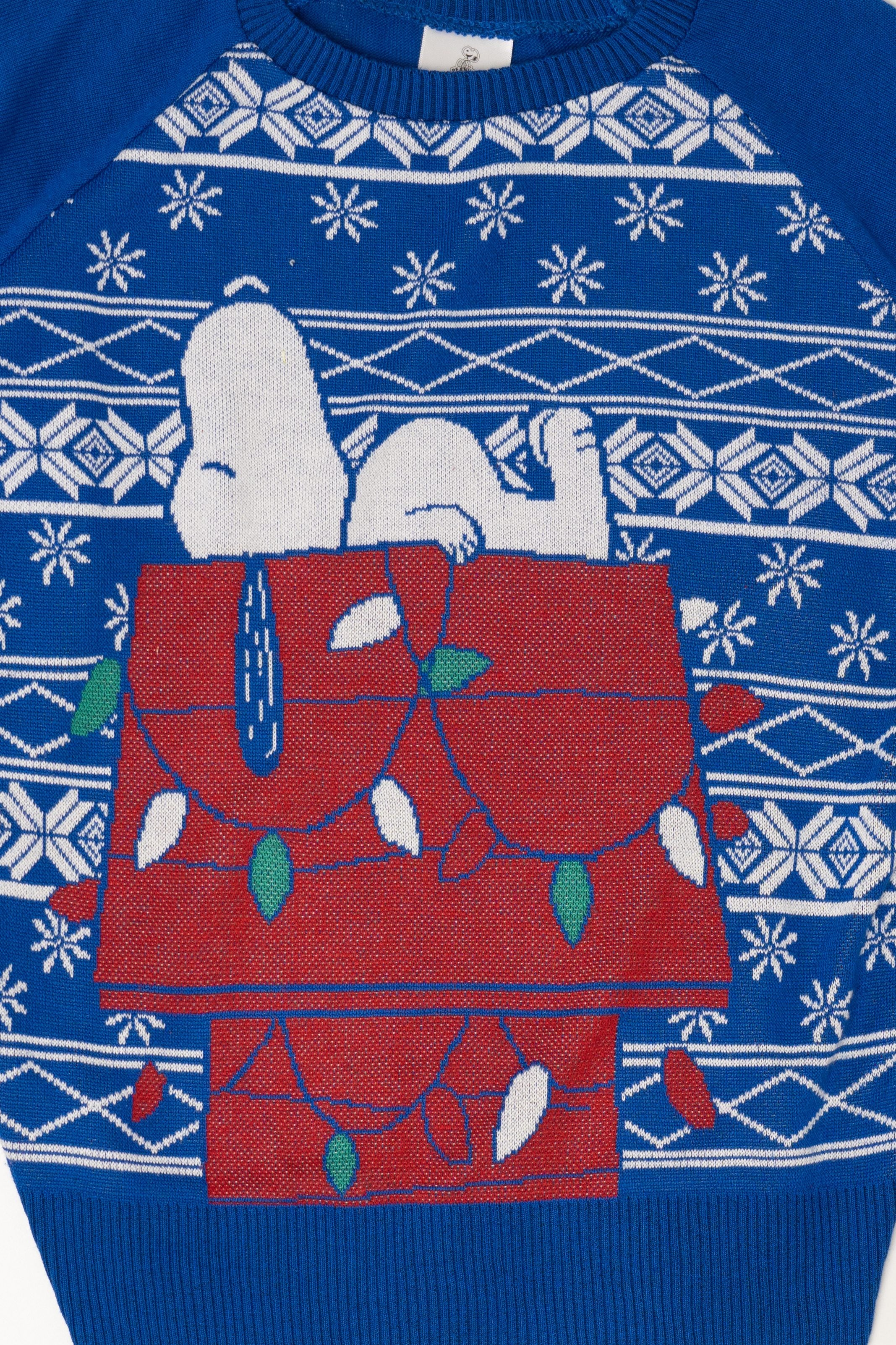 Blue Peanuts Snoopy Dog House Ugly Christmas Pullover (2010s)