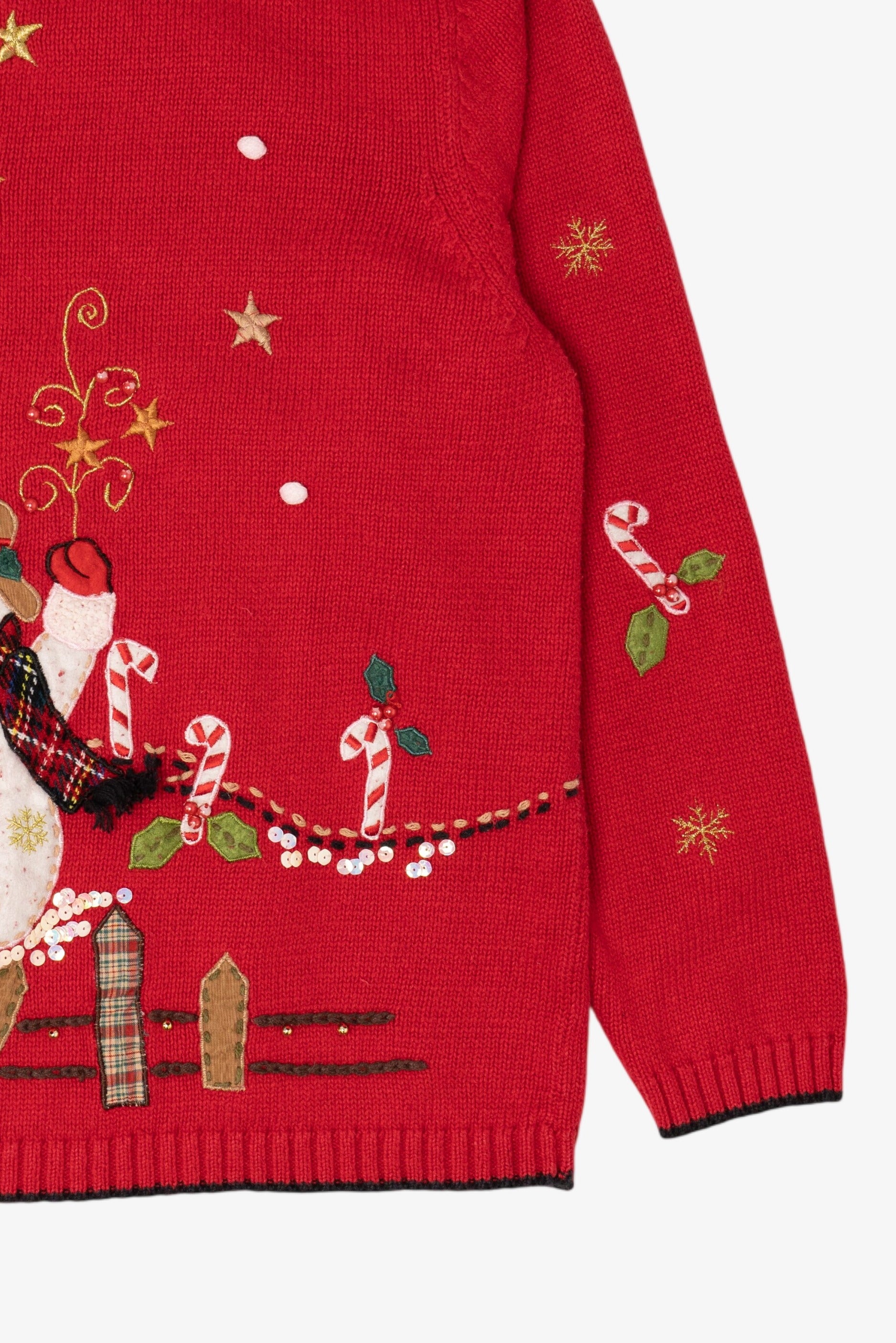 Vintage Red Kikit Snowmen Ugly Christmas Pullover (1990s)