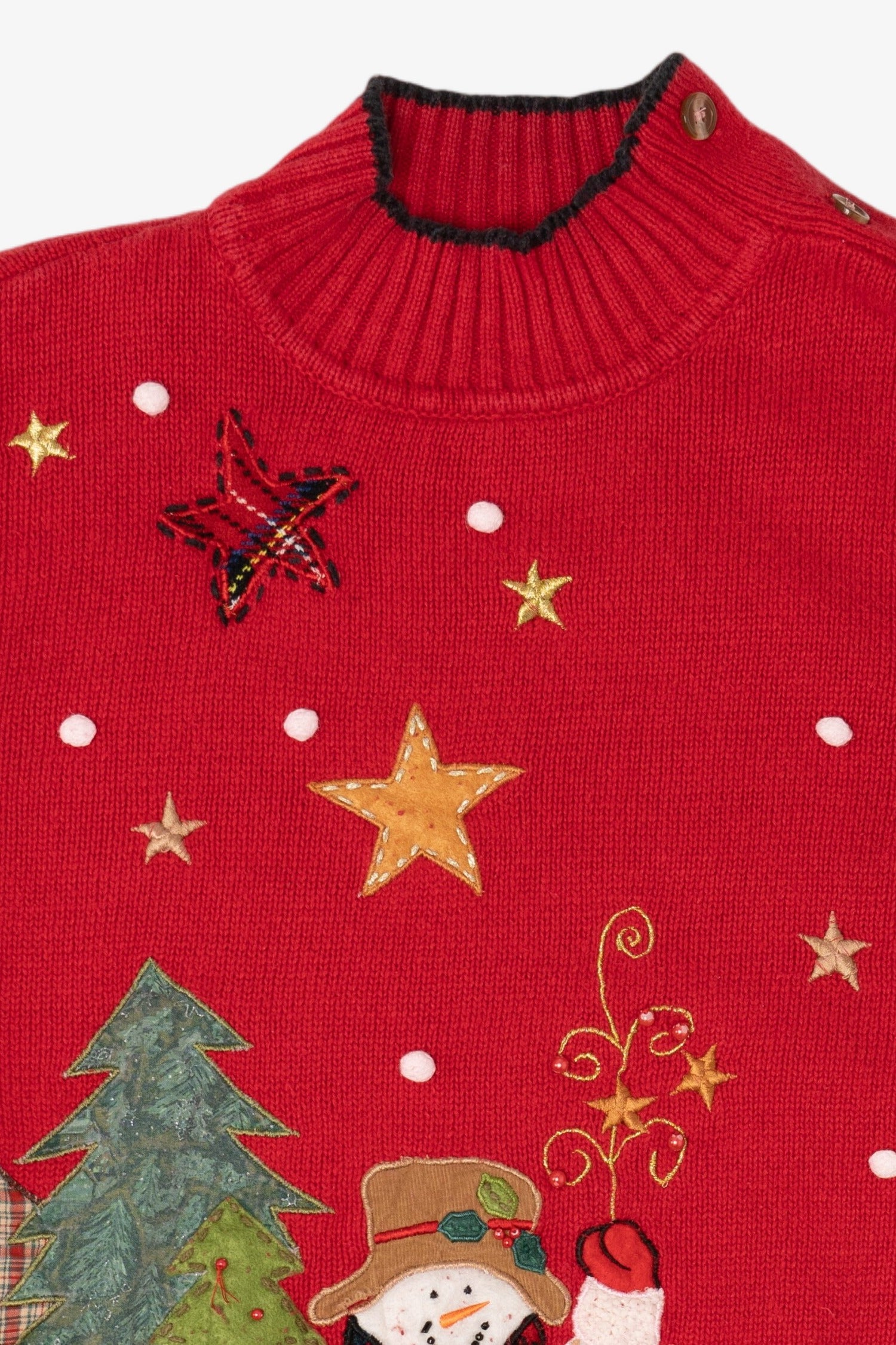 Vintage Red Kikit Snowmen Ugly Christmas Pullover (1990s)
