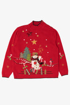 Vintage Red Kikit Snowmen Ugly Christmas Pullover (1990s)