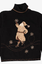 Vintage Black Talbots Santa Ugly Christmas Pullover (1990s)