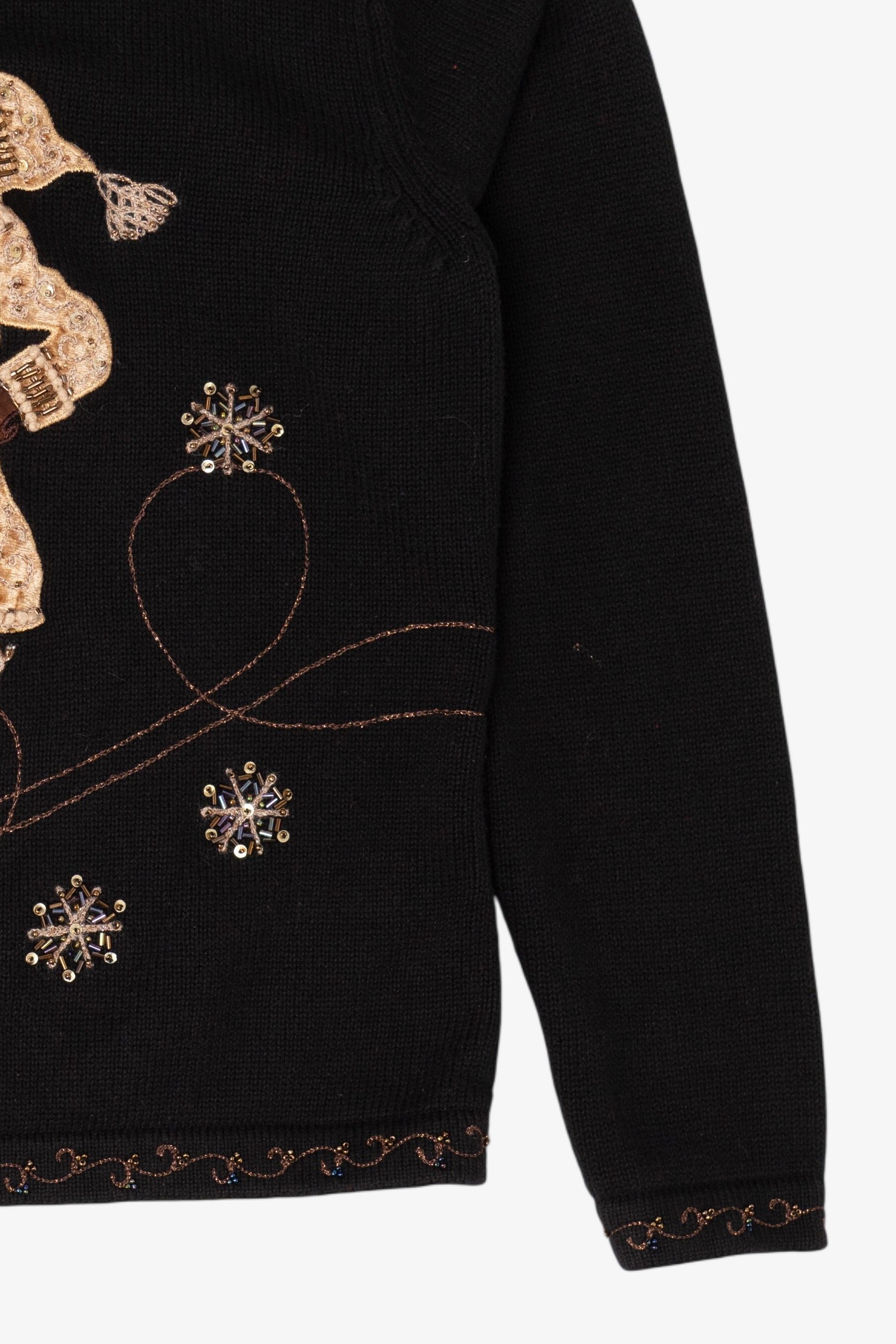 Vintage Black Talbots Santa Ugly Christmas Pullover (1990s)