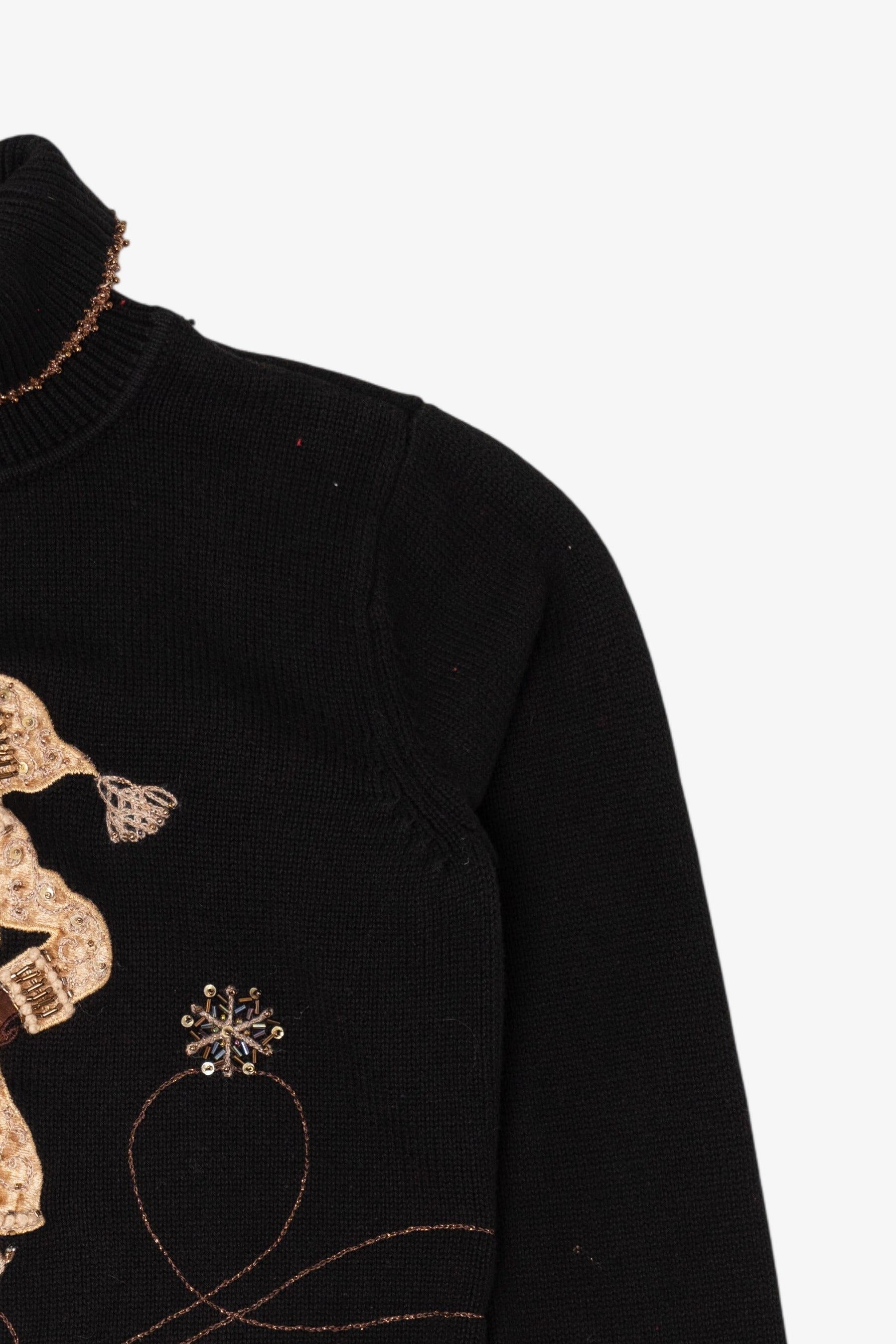 Vintage Black Talbots Santa Ugly Christmas Pullover (1990s)