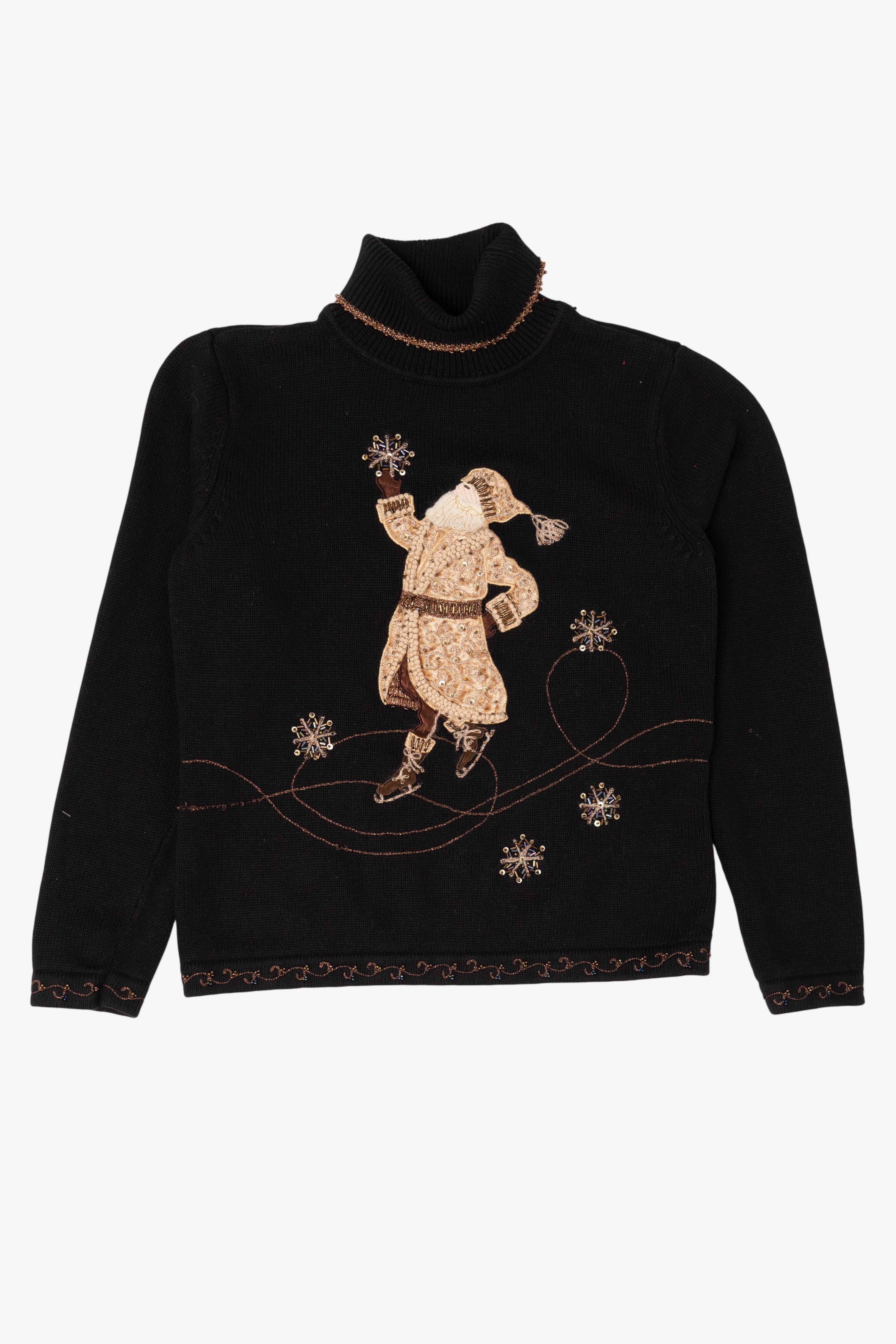 Vintage Black Talbots Santa Ugly Christmas Pullover (1990s)