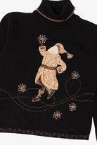 Vintage Black Talbots Santa Ugly Christmas Pullover (1990s)