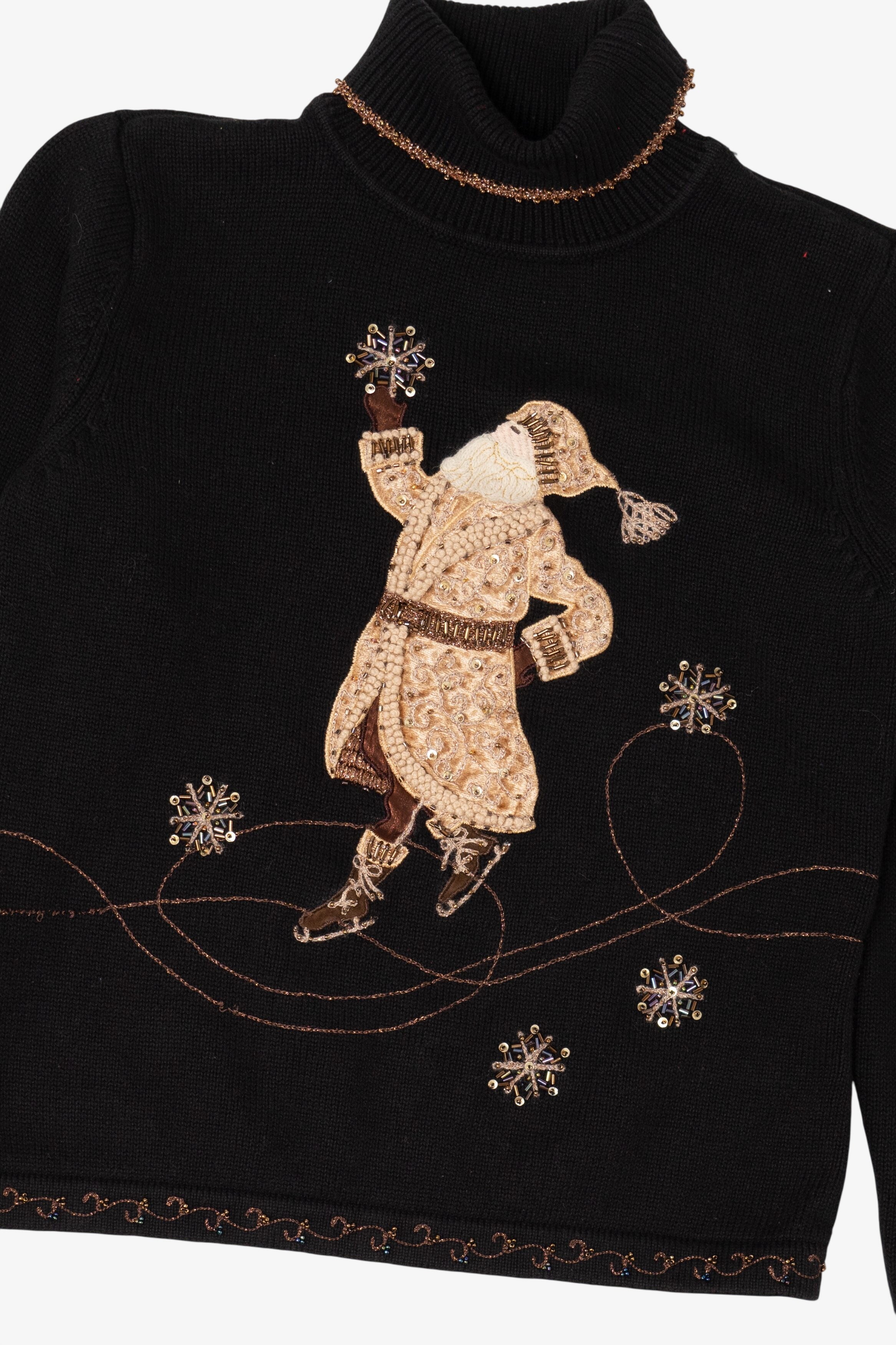 Vintage Black Talbots Santa Ugly Christmas Pullover (1990s)