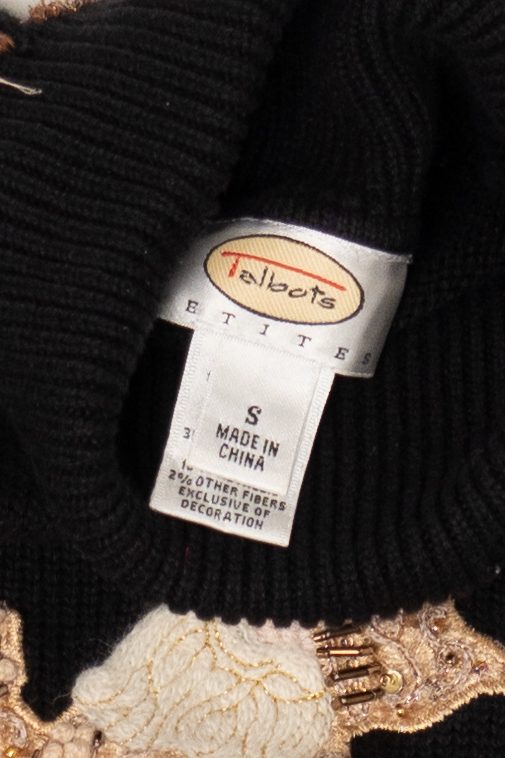 Vintage Black Talbots Santa Ugly Christmas Pullover (1990s)