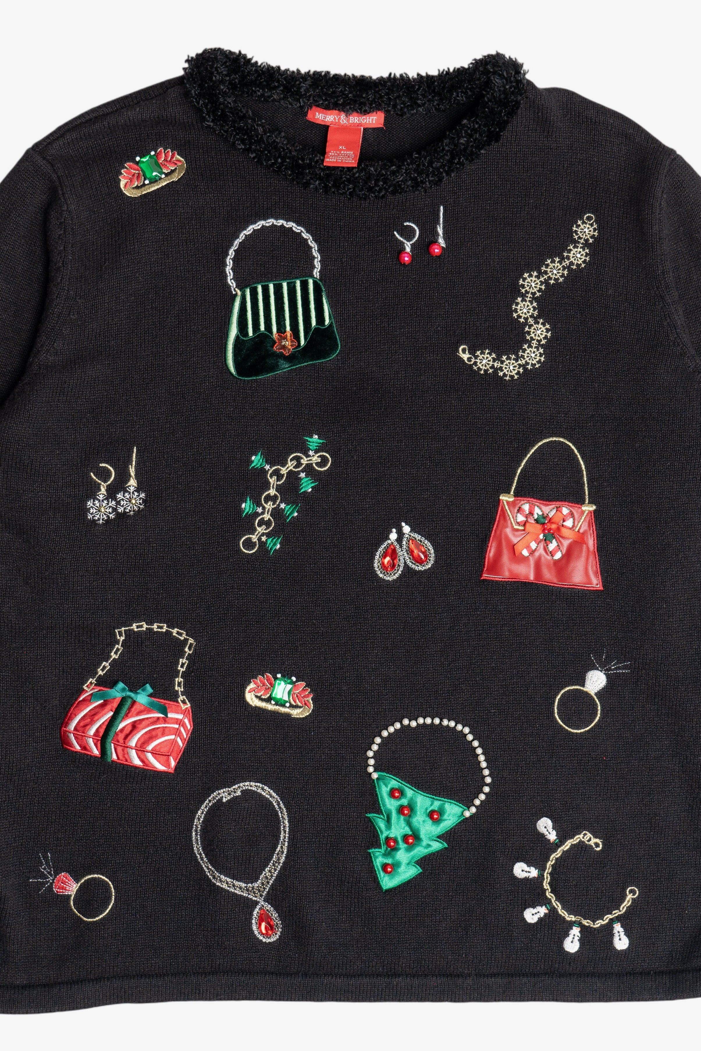 Vintage Fashionista Purses & Jewelry Christmas Pullover (2000s)