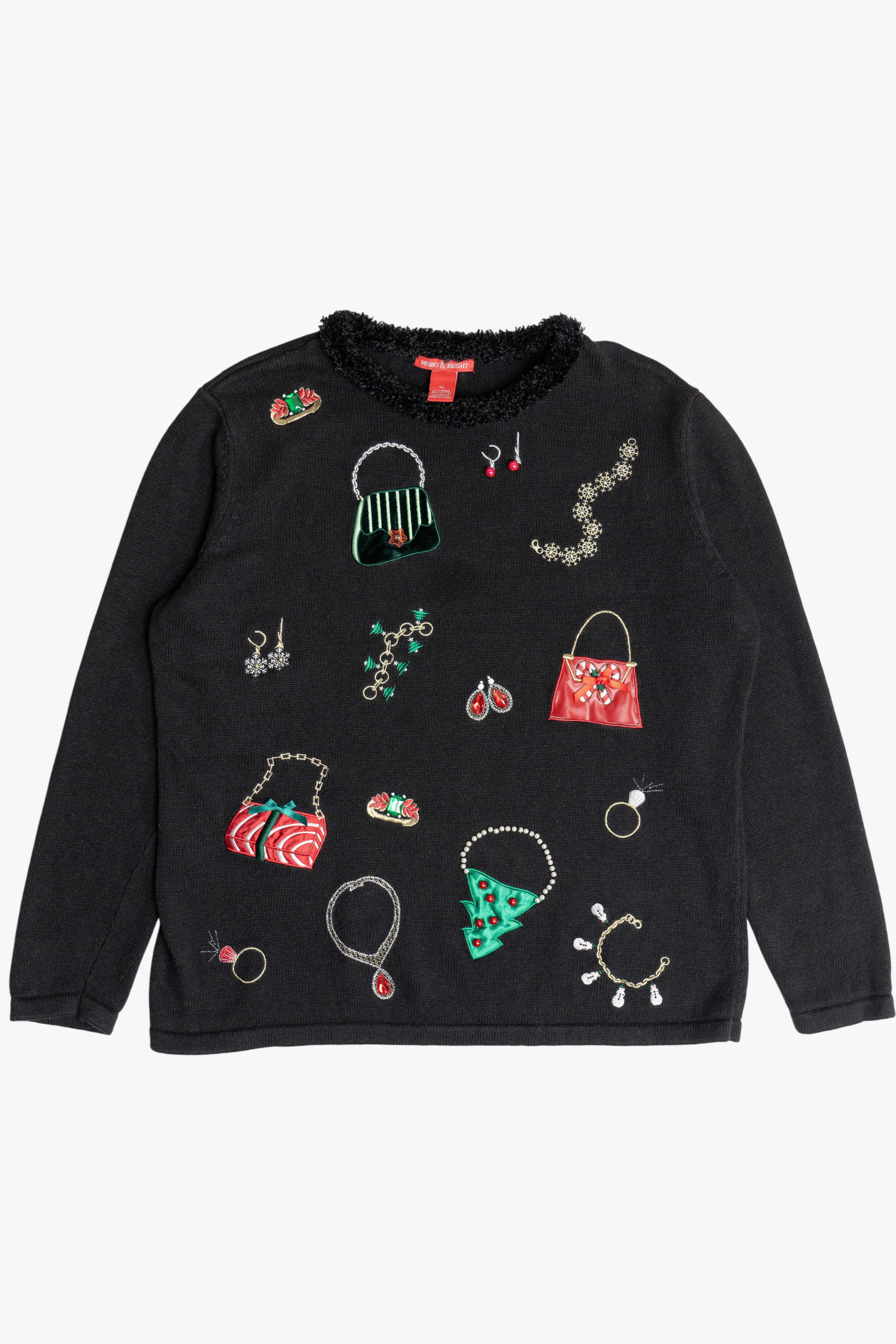 Vintage Fashionista Purses & Jewelry Christmas Pullover (2000s)