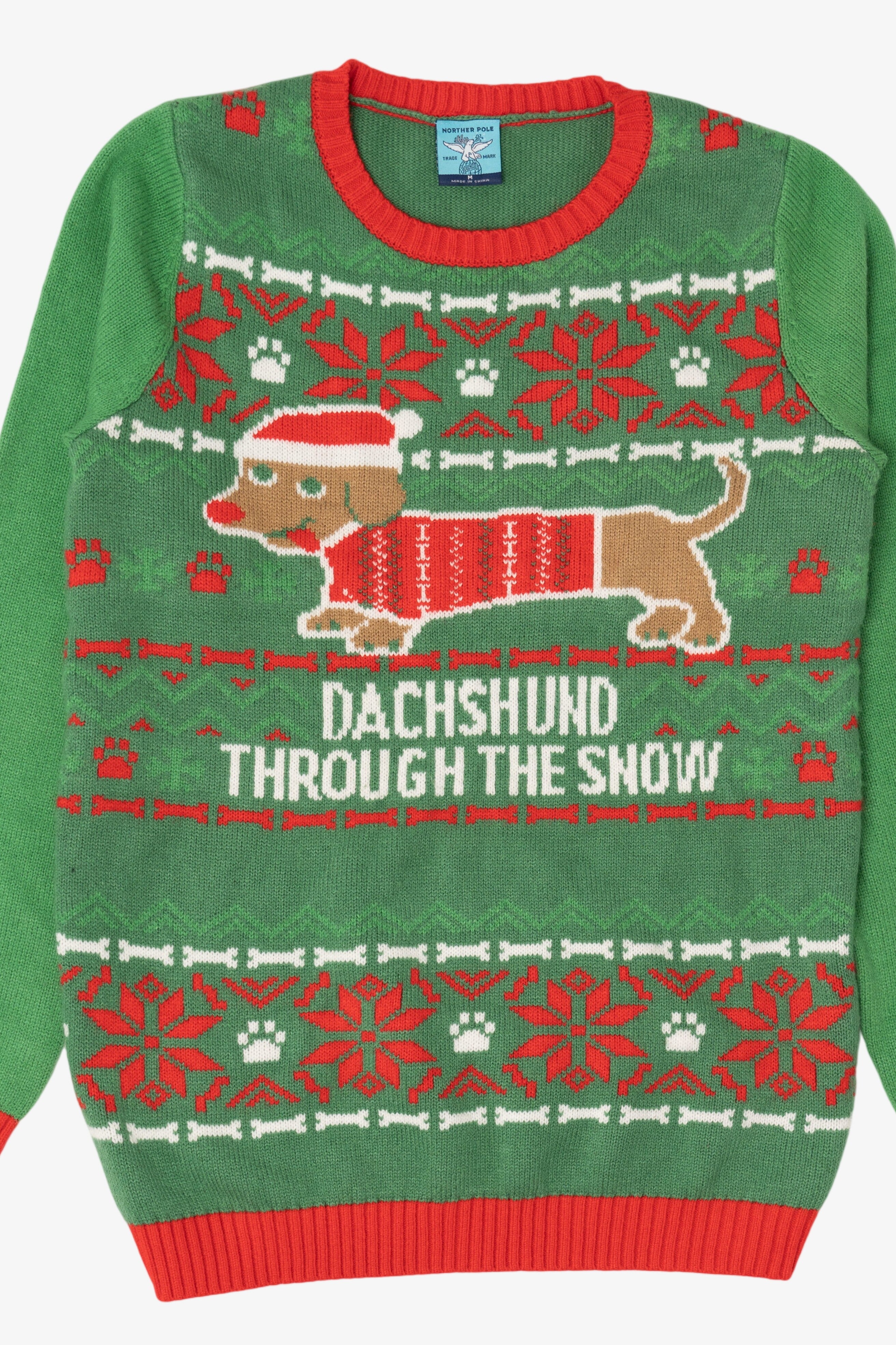 Green Norther Pole "Dachshund Through The Snow" Ugly Christmas Pullover (2010s)