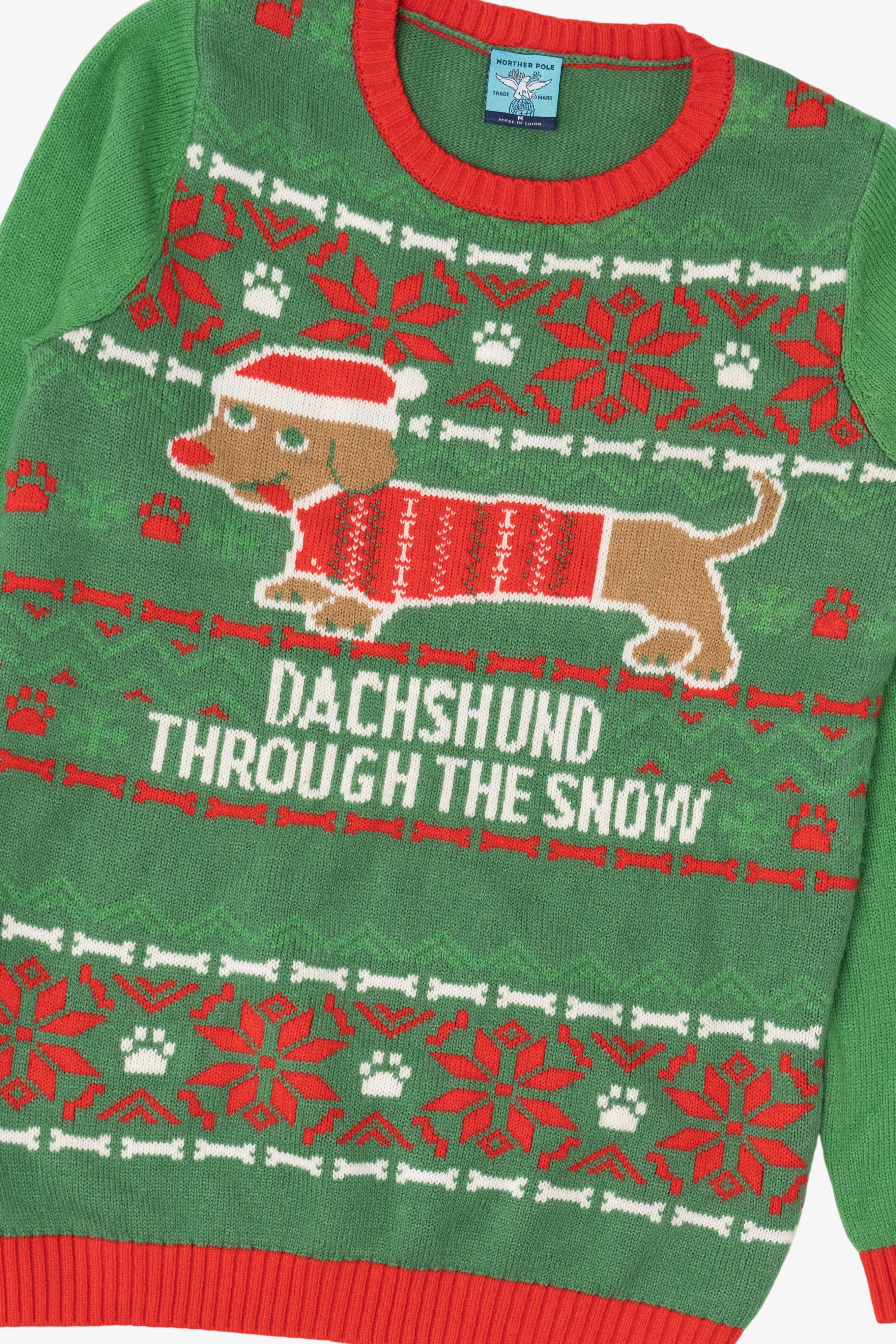 Green Norther Pole "Dachshund Through The Snow" Ugly Christmas Pullover (2010s)