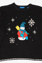 Vintage Black Karen Scott Snowmen Ugly Christmas Pullover (1990s)