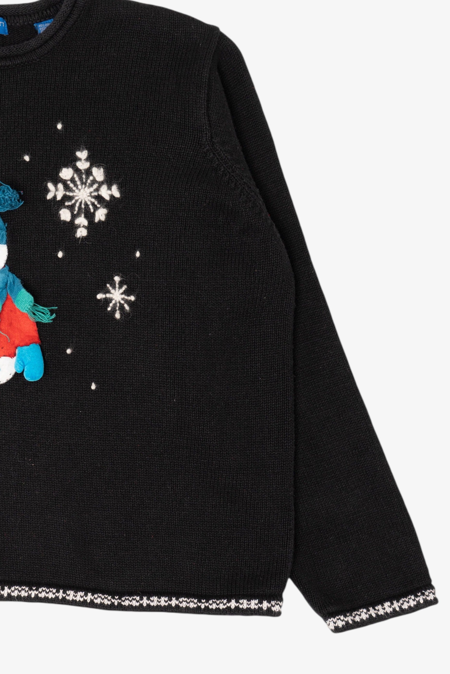 Vintage Black Karen Scott Snowmen Ugly Christmas Pullover (1990s)