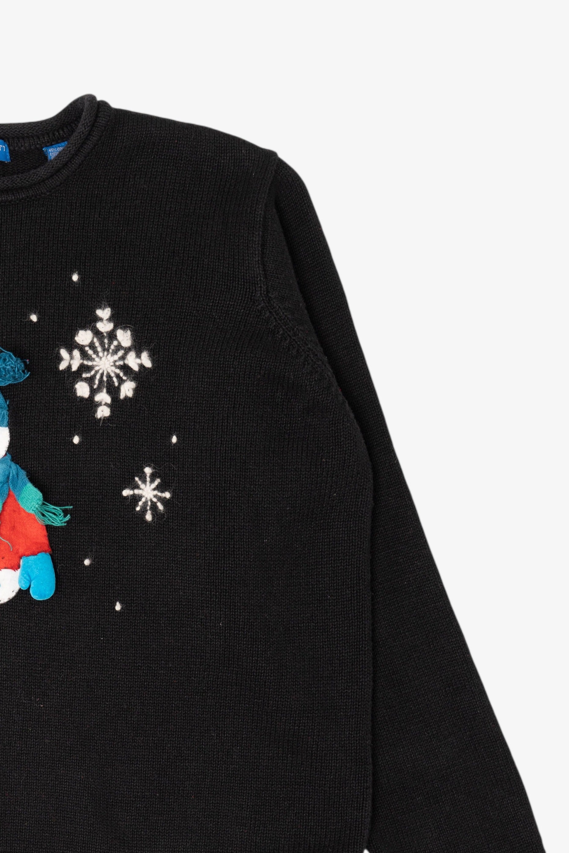 Vintage Black Karen Scott Snowmen Ugly Christmas Pullover (1990s)