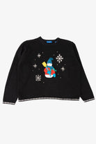 Vintage Black Karen Scott Snowmen Ugly Christmas Pullover (1990s)